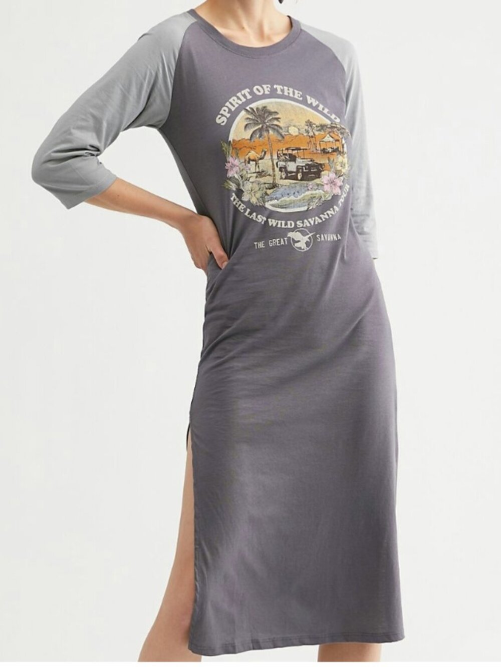 Spell x Free People Spirit of the Wilderness Raglan Tee Midi Dress Medium NWOT